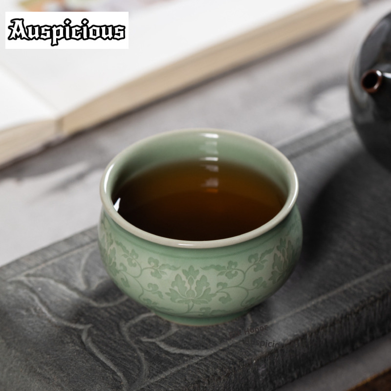 108ml Handmade Twining Lotus C - Celadon Ceramic Cup 评论和价格