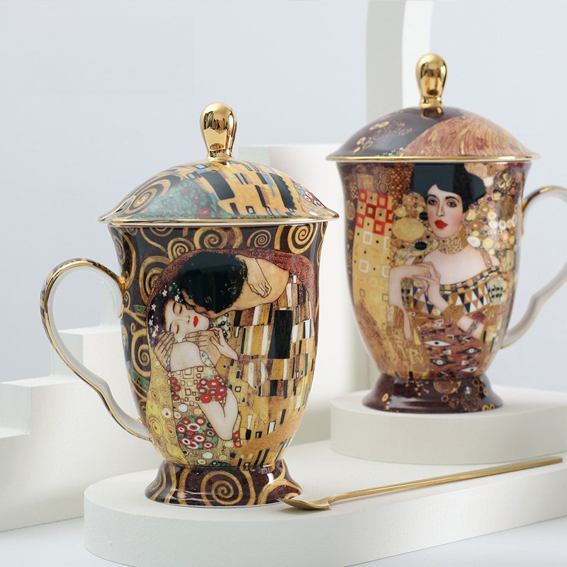European Ceramic Mug with Lid  - Celadon Ceramic Cup 评论和价格