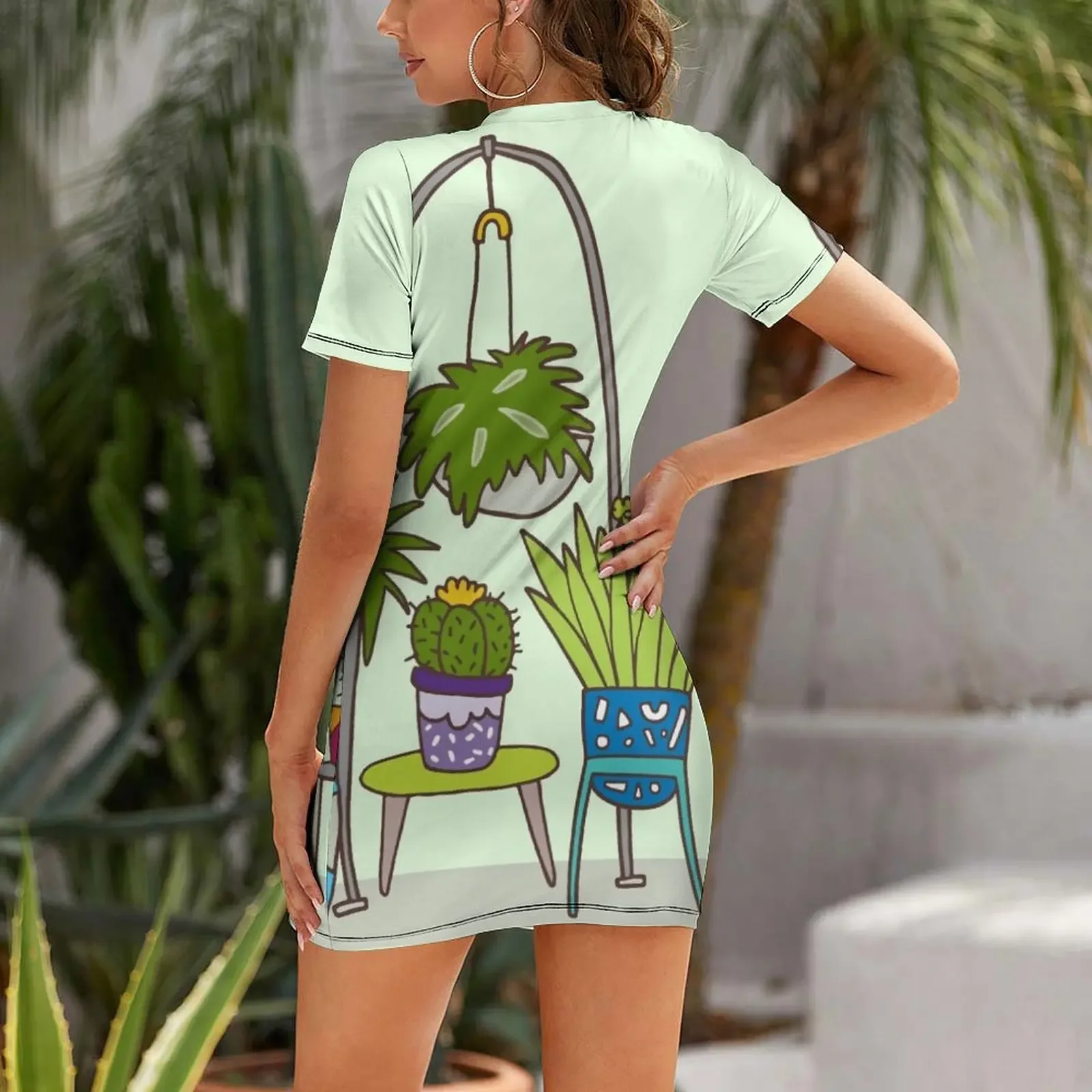 Plant life Short-Sleeved Dress - Korean Women Lifestyle 评论和价格