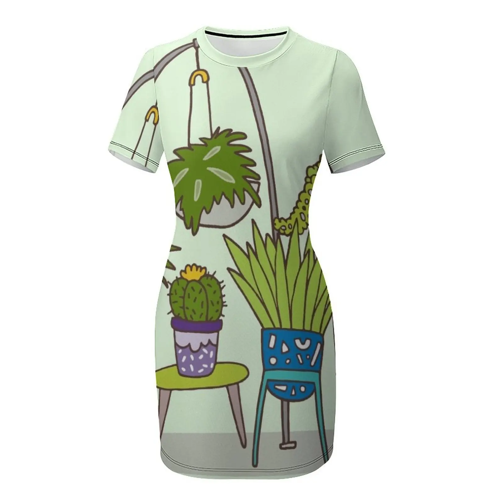 Plant life Short-Sleeved Dress - Korean Women Lifestyle 评论和价格